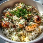 garlic herb chicken rice bowls with creamy parmesan sauce