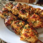 garlic parmesan air fry chicken skewers