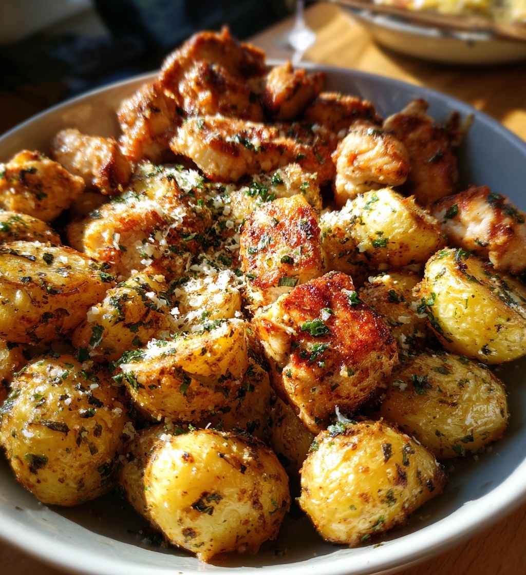 garlic parmesan chicken and potato bites