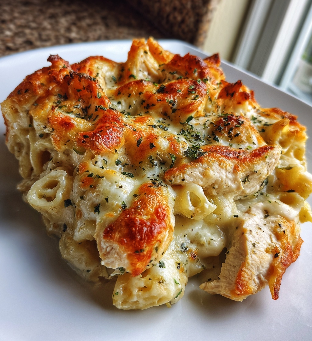 garlic parmesan chicken pasta casserole