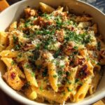 garlic parmesan chicken pasta with bww sauce