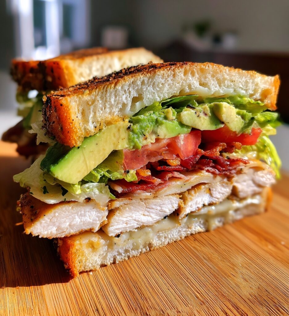 high protein chicken club sandwich