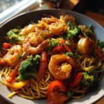 honey garlic shrimp lo mein