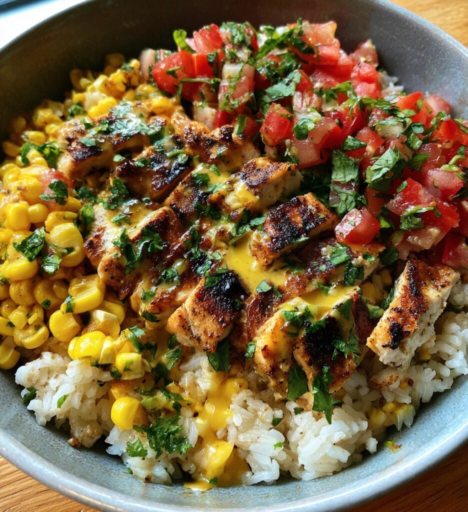 i heart meals street corn chicken rice bowl