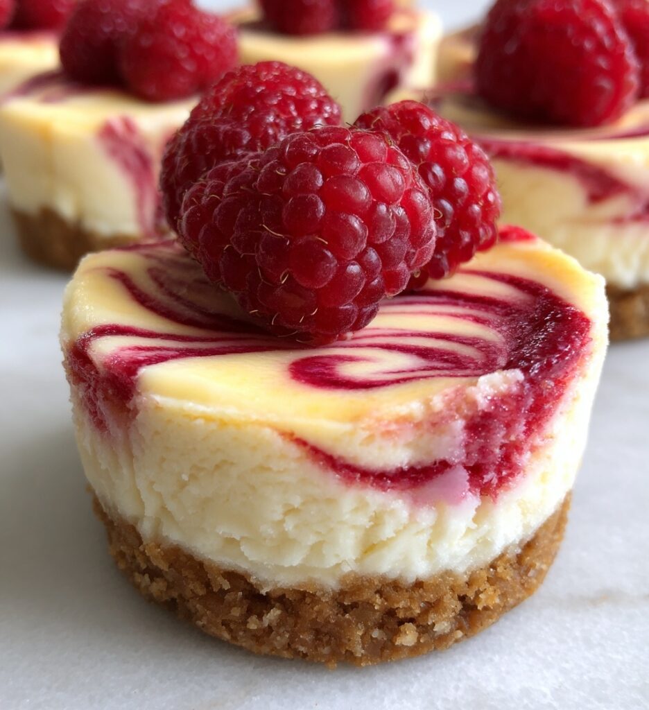 mini raspberry swirl cheesecake