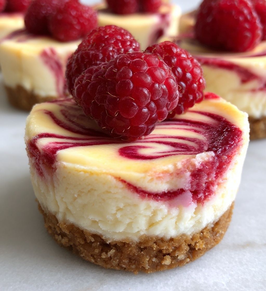mini raspberry swirl cheesecake