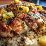 pineapple chicken and rice in oven
