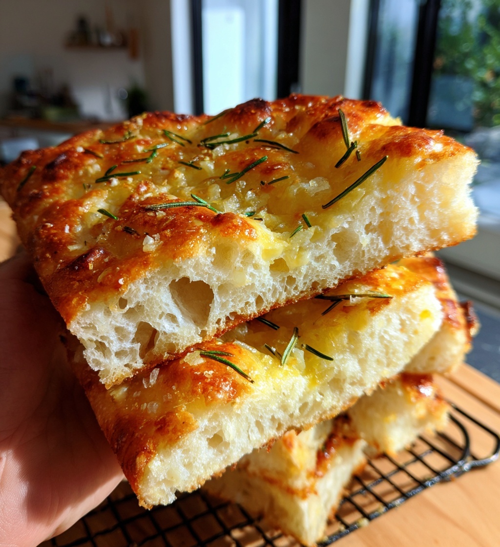 quick garlic parmesan focaccia