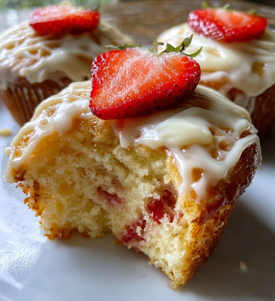 strawberry muffins with cream cheese icing