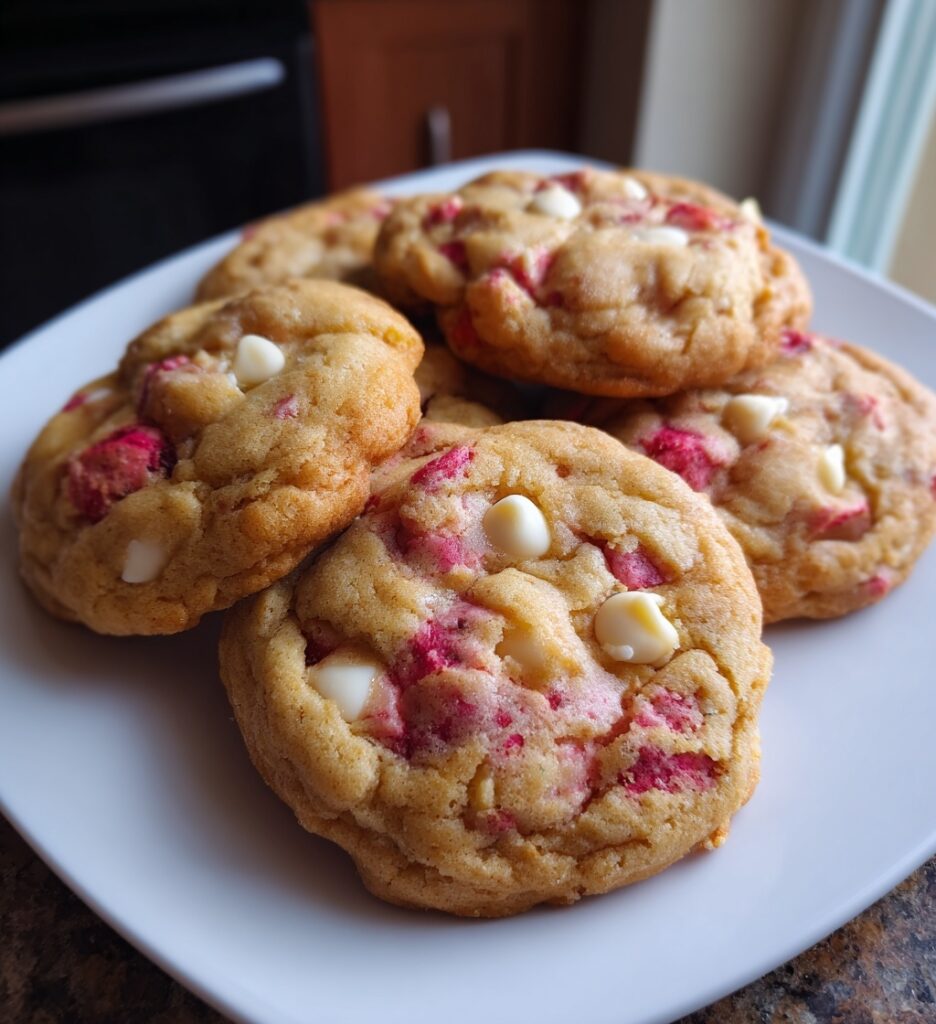 strawberry white chocolate chip cheesecake cookies