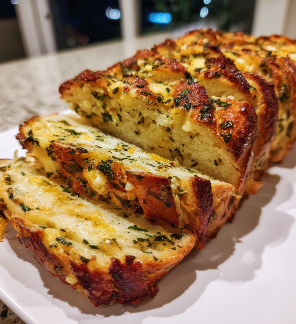 swirled garlic herb and cheese bread