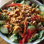 thai chicken salad with spicy peanut sauce