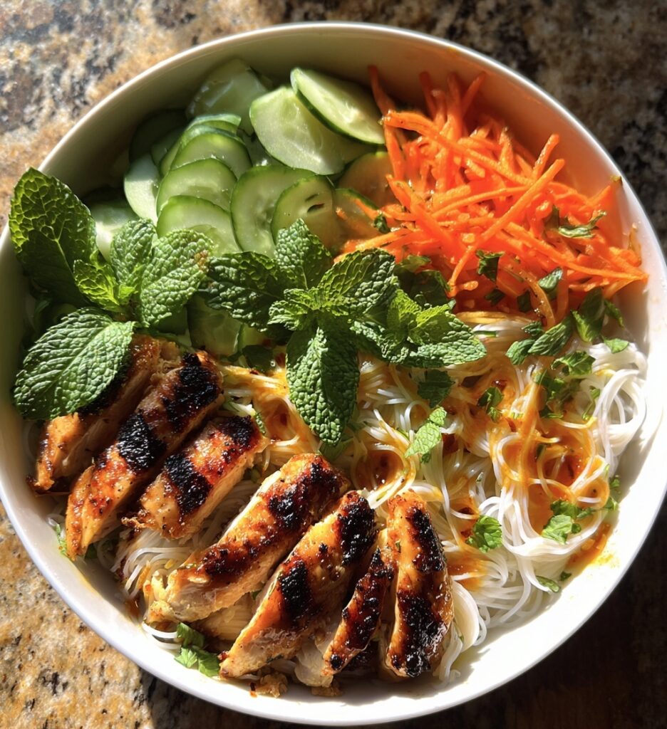 vietnamese lemongrass chicken noodle salad