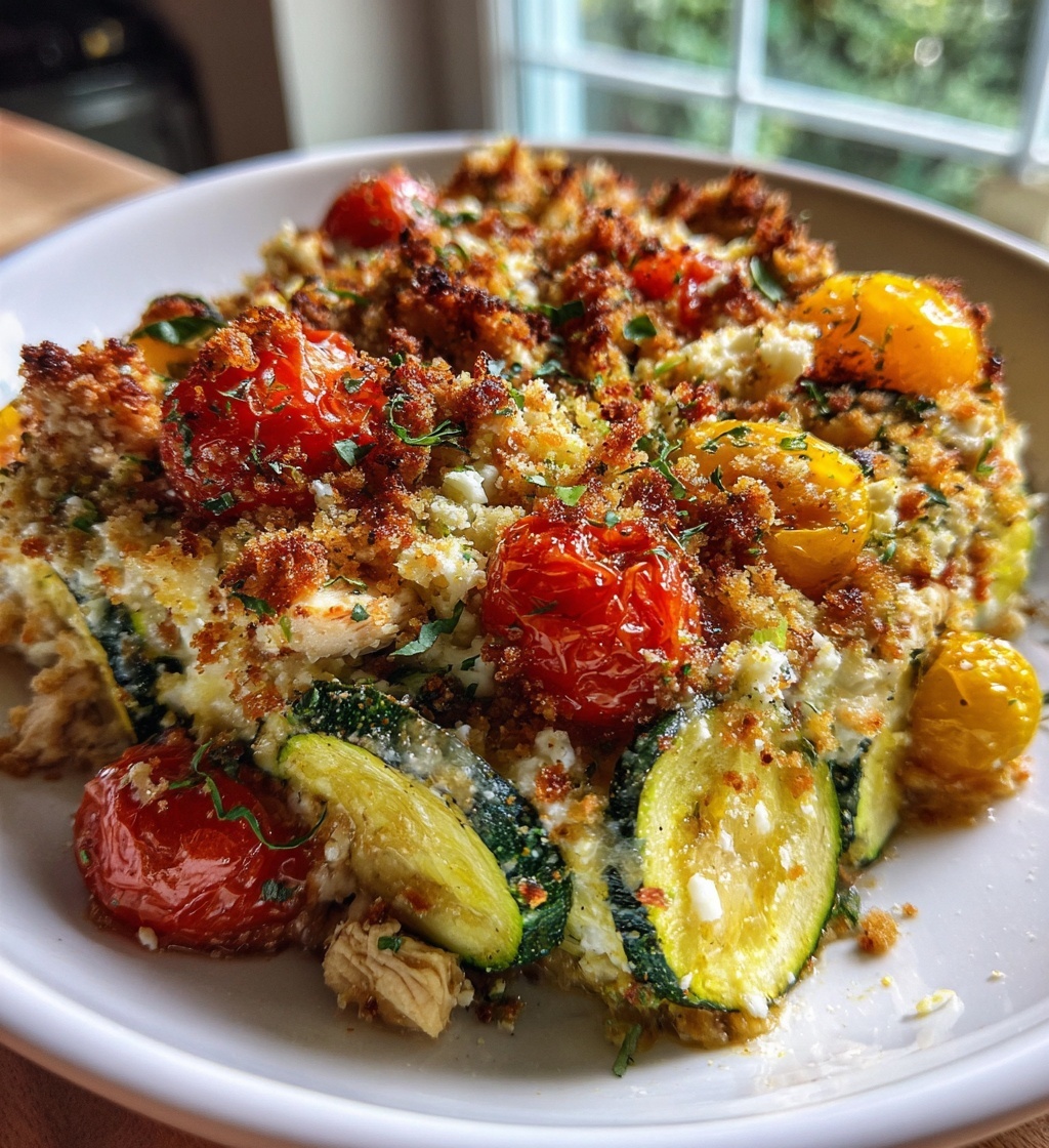 zucchini and feta bake with chicken